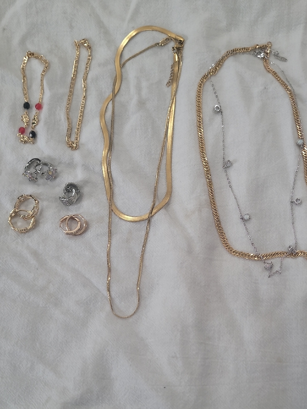 Gold Filled and Silver Mixed Metal Necklace & Earring Set - Women Jewelry Lot